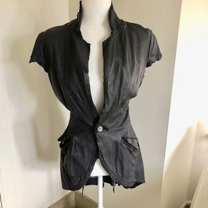 Le Cuir Perdu Black leather Tapered Jacket